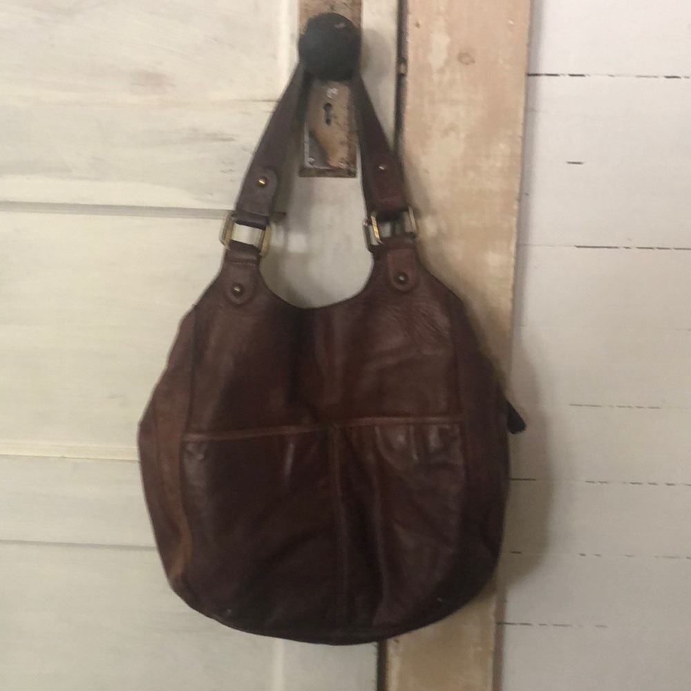 Brown Leather Hobo Shoulder Bag